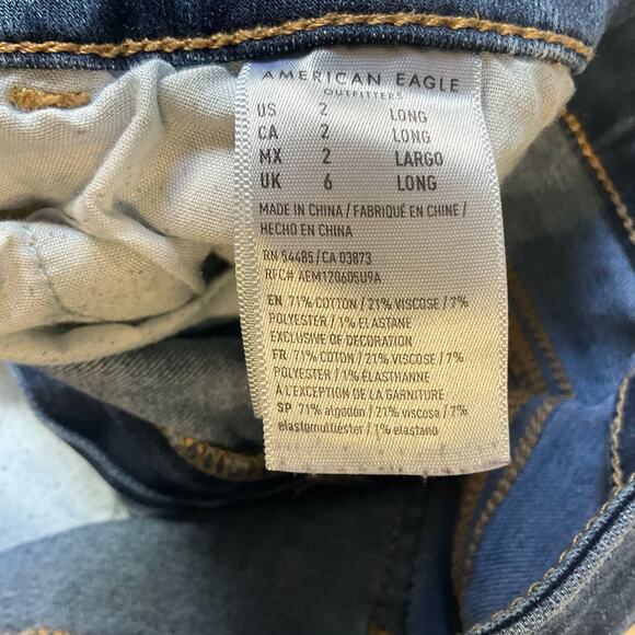 American Eagle Outfitters Women Skinny Jeans size 2 US Blue Mid Rise Stretch - Picture 9 of 11